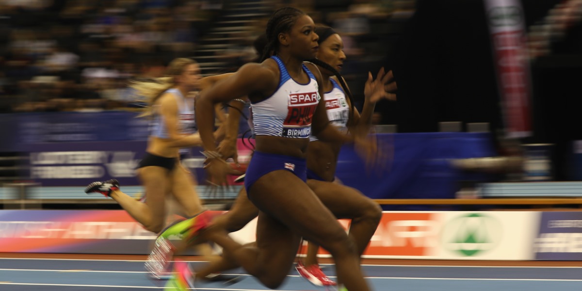 PHILIP ON FIRE IN BIRMINGHAM AS SHE COMPLETES BRITISH ATHLETICS INDOOR CHAMPS HATTRICK