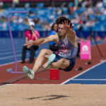 Archie Yeo competes in the long jump for Great Britain and Northern Ireland